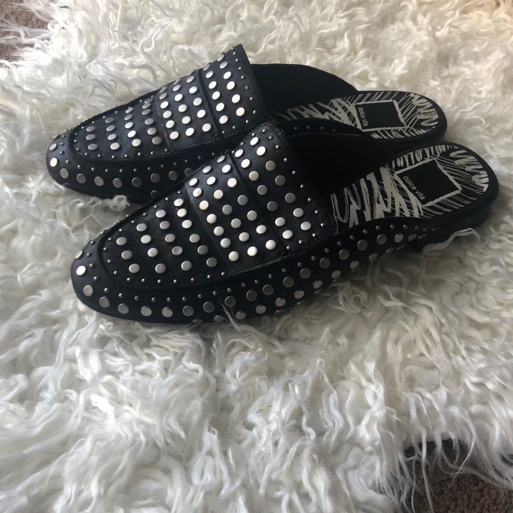 Studied black dolce vita flats